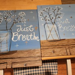 Pinot's Palette - Left is me .. right is my husband. Not bad if I do say so myself!!!