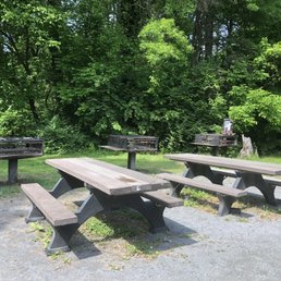 Picnic tables and three standing grills in the adjacent area Picnic tables and three standing grills in the adjacent area