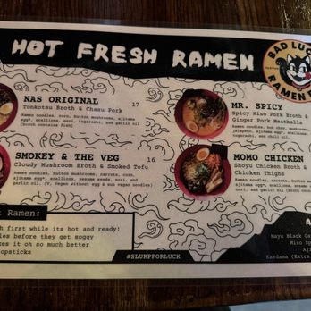 Bad Luck Ramen Bar - Ramen menu - Ramen Near Me - Charlottesville, Virginia