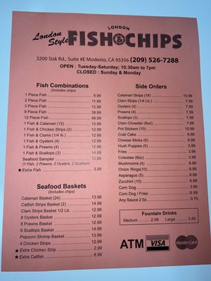 Menu photo 3 London Fish & Chips Modesto, CA