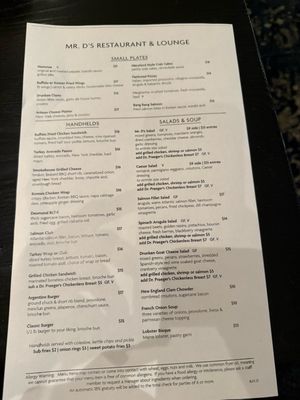Menu photo 1 Mr. D's Restaurant & Lounge Albany, NY Menu photo 1 Mr. D's Restaurant & Lounge Albany, NY