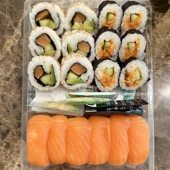 Costco - Salmon Avocado Cucumber Roll, Spicy Salmon Roll & Salmon Nigiri - Wholesale Stores Near Me - San Leandro, California