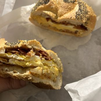 Joels Bagels - BECSPK with a hash brown on a roll - Pizza Near Me - Medford, New York Joels Bagels - BECSPK with a hash brown on a roll - Pizza Near Me - Medford, New York