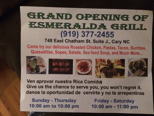 Menu photo 4 Esmeralda Grill Cary, NC Menu photo 4 Esmeralda Grill Cary, NC