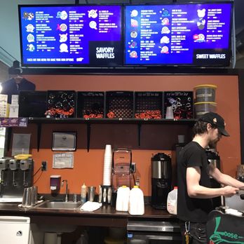 Funk 'n Waffles - Counter for ordering. Menu is up too or on hand held menus on the counter. - New American Near Me - Syracuse, New York Funk 'n Waffles - Counter for ordering. Menu is up too or on hand held menus on the counter. - New American Near Me - Syracuse, New York