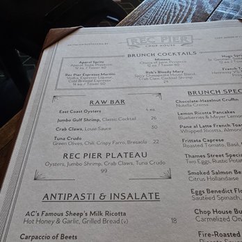 Rec Pier Chop House - Raw Bar up close menu - Steakhouses Near Me - Baltimore, Maryland Rec Pier Chop House - Raw Bar up close menu - Steakhouses Near Me - Baltimore, Maryland