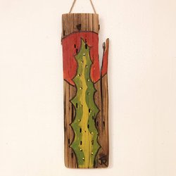 J Tree Artery - The stark skeleton of a Cholla at sunset. Each piece is laser etched into reclaimed redwood salvaged from the desert.