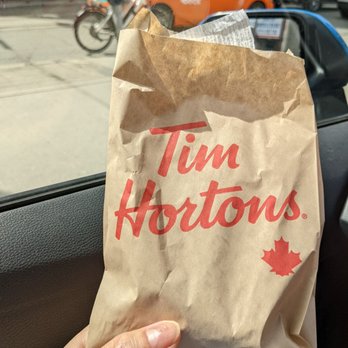 Tim Hortons - Branding on the bag. I'm parked in the lot parallel to Dundas Street East. - Coffee & Tea Near Me - Toronto, Ontario
