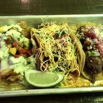 Social Cantina - Chicken Tinga (left), Americano (middle), Barbacoa (right) - Tacos Near Me - Indianapolis, Indiana Social Cantina - Chicken Tinga (left), Americano (middle), Barbacoa (right) - Tacos Near Me - Indianapolis, Indiana