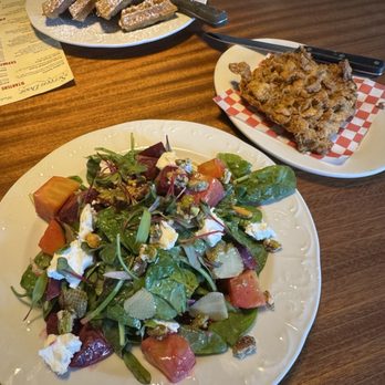 Screen Door Eastside - Sonnen Farm Beets & Baby Spinach Salad, Chicken & Waffles - 1 Piece, and side of chicken - Southern Near Me - Portland, Oregon Screen Door Eastside - Sonnen Farm Beets & Baby Spinach Salad, Chicken & Waffles - 1 Piece, and side of chicken - Southern Near Me - Portland, Oregon