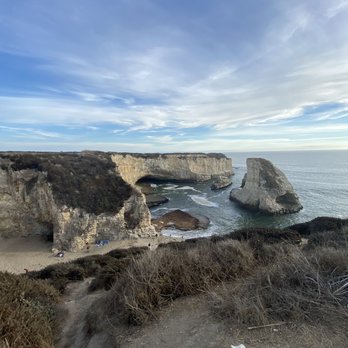 Shark Fin Cove - View from the top. My cousins dog in the picture lol - Beaches Near Me - Davenport, California Shark Fin Cove - View from the top. My cousins dog in the picture lol - Beaches Near Me - Davenport, California