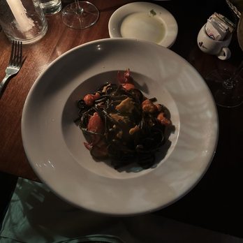 Barrique - Black Squid Ink Linguine with Lobster and Mushrooms - Wine Bars Near Me - Venice, California Barrique - Black Squid Ink Linguine with Lobster and Mushrooms - Wine Bars Near Me - Venice, California