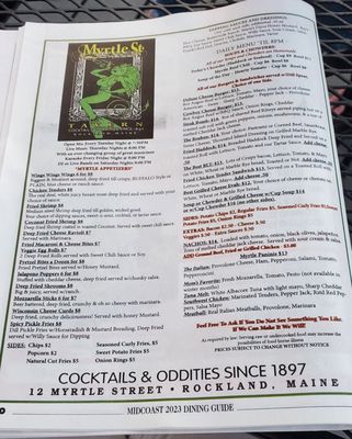 Menu photo 1 Myrtle Street Tavern Rockland, ME Menu photo 1 Myrtle Street Tavern Rockland, ME