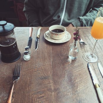 Bramble House - French press coffee and fresh squeezed oj mimosa - New American Near Me - Vashon, Washington