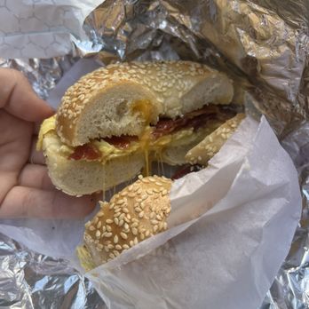 Bart's Bagels - Bacon, egg, and cheddar on a sesame bagel - Bagels Near Me - Philadelphia, Pennsylvania Bart's Bagels - Bacon, egg, and cheddar on a sesame bagel - Bagels Near Me - Philadelphia, Pennsylvania