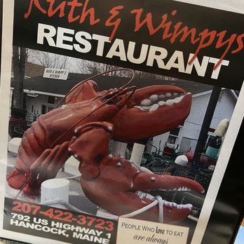 Ruth & Wimpys Restaurant - a lobster statue - Seafood Near Me - Hancock, Maine