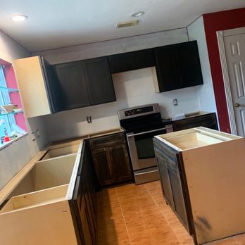 Creative Granite & Cabinets - Did not shine all of clear coat them top cabinets are way darker than the bottom...Please Please people stay away - Cabinetry Near Me - Houston, Texas Creative Granite & Cabinets - Did not shine all of clear coat them top cabinets are way darker than the bottom...Please Please people stay away - Cabinetry Near Me - Houston, Texas