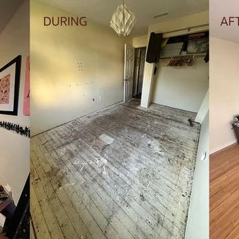Midtown Flooring - Before, during and after Midtown replaced old carpet with bamboo flooring. - Carpeting Near Me - Los Angeles, California