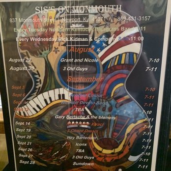 Sis's On Monmouth - Sis's calendar for Live Bands - American Near Me - Newport, Kentucky Sis's On Monmouth - Sis's calendar for Live Bands - American Near Me - Newport, Kentucky
