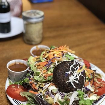 Full Phoenix Salad, dressing (red pepper) on the side. A fiesta of flavors. Fantastic!