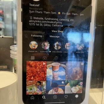 TeaLeaf - Their IG info - Bubble Tea Near Me - Gilroy, California