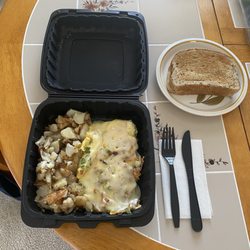 Bagel Works of Hunt Valley - Veggie Omelette with Swiss Cheese and Rye bread ?