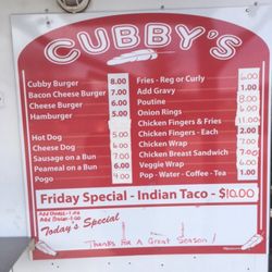 Cubby's Chip Truck - Updated menu "2019" New Hours 11:30-6:30 daily CLOSED Tuesdays