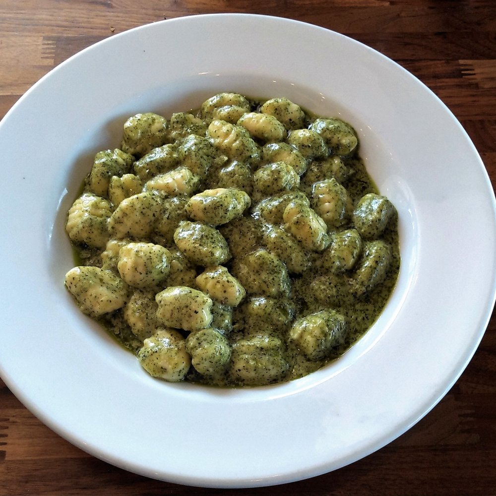 Italy's Little Kitchen - This is an aerial view of the gnocchi with pesto sauce. Both the pasta and the sauce were to my liking. - Italian Near Me - Los Angeles, California Italy's Little Kitchen - This is an aerial view of the gnocchi with pesto sauce. Both the pasta and the sauce were to my liking. - Italian Near Me - Los Angeles, California