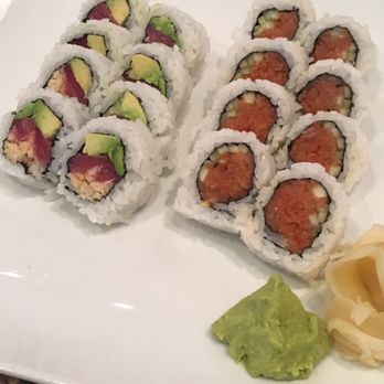 Sushi Heaven - Left: Hawaiian roll with tuna, avocado, and macadamia nuts. Right: spicy tuna roll - Japanese Near Me - Ashland, Oregon Sushi Heaven - Left: Hawaiian roll with tuna, avocado, and macadamia nuts. Right: spicy tuna roll - Japanese Near Me - Ashland, Oregon