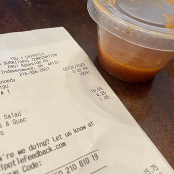 Chipotle Mexican Grill - After 2 vinaigrette dressings they charge you for a 3rd. $1.45 an oz - Mexican Near Me - Independence, Ohio Chipotle Mexican Grill - After 2 vinaigrette dressings they charge you for a 3rd. $1.45 an oz - Mexican Near Me - Independence, Ohio