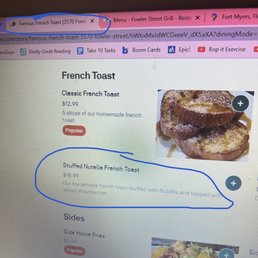 "Nutella stuffed French toast"