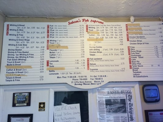 Menu photo 2 Saleems Fish Supreme Macon, GA Menu photo 2 Saleems Fish Supreme Macon, GA