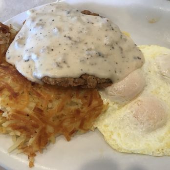 Georgia's Original Bun'n Burger - Country Fried Steak & Eggs with hash browns. - Burgers Near Me - Covina, California Georgia's Original Bun'n Burger - Country Fried Steak & Eggs with hash browns. - Burgers Near Me - Covina, California