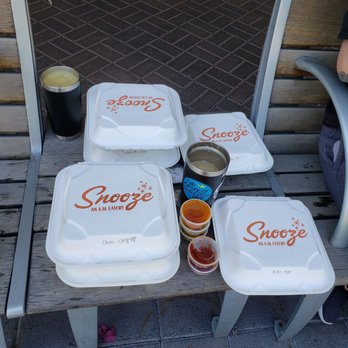 Snooze, an A.M. Eatery - Snooze take out, got all this plus OJ for $40 - Breakfast & Brunch Near Me - Phoenix, Arizona Snooze, an A.M. Eatery - Snooze take out, got all this plus OJ for $40 - Breakfast & Brunch Near Me - Phoenix, Arizona
