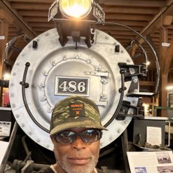 Durango & Silverton Narrow Gauge Railroad - Me inside the museum with a beautiful train!!