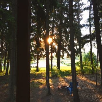 Buttonwood Grove Winery - Early morning view from the porch of the Merlot cabin - Wineries Near Me - Romulus, New York