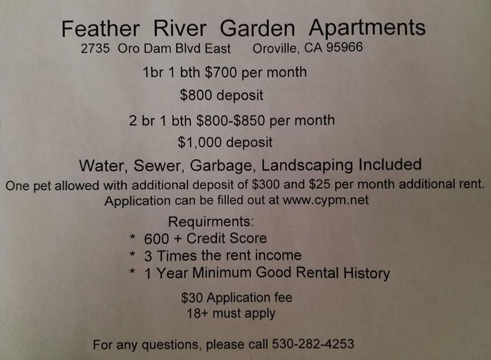 FEATHER RIVER GARDEN Updated July 2024 2735 Oroville Dam Blvd E