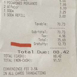 Added a gratuity for 3 people during an empty lunch visit and then added incorrect and misleading tip info at bottom of bill. Added a gratuity for 3 people during an empty lunch visit and then added incorrect and misleading tip info at bottom of bill.