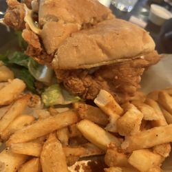 The Shed - Weatherford - Buffalo Fried chicken sandwich. Hubby could only eat half, so it will be a nice dinner later too.