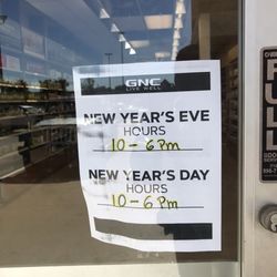 GNC - Hours for holiday