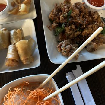 Noodle Wave - Thai Thai Spicy Basil Chicken, crab wontons, egg Crispy Chicken Spring Rolls - Thai Near Me - McKinney, Texas Noodle Wave - Thai Thai Spicy Basil Chicken, crab wontons, egg Crispy Chicken Spring Rolls - Thai Near Me - McKinney, Texas