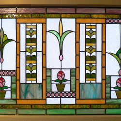 Art Glass Chicago - Leaded Stained Glass Bungalow Sidelites Incorporated into Large Redesign