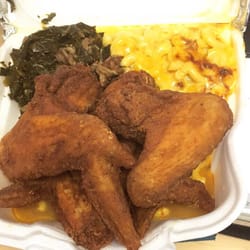 Soul Tasty - Dinner plate $15. Double Greens and Double Mac & Cheese.