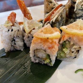 Volcano Sushi Bar - Citrus Roll in the front volcano in the back. - Sushi Bars Near Me - Virginia Beach, Virginia Volcano Sushi Bar - Citrus Roll in the front volcano in the back. - Sushi Bars Near Me - Virginia Beach, Virginia