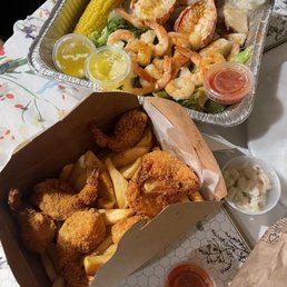 4. Two Piece Lobster Tails & 1/2 lb. Shrimp Platter and 2. Fried Shrimp with fries