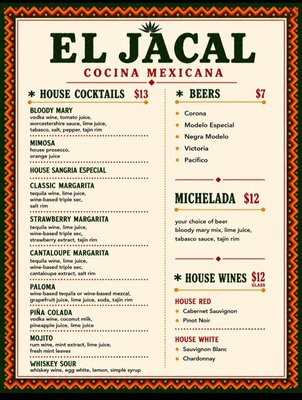 Menu photo 1 El Jacal Mexican Grill San Francisco, CA Menu photo 1 El Jacal Mexican Grill San Francisco, CA