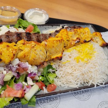 Shoma Bazaar - Persian food chicken  and koobedeh rice and salad - Breakfast & Brunch Near Me - Doral, Florida