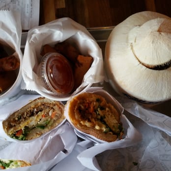 Roll Play - Mini egg rolls, pork belly banh mi, lemongrass beef and young coconut drink! - Vietnamese Near Me - Vienna, Virginia
