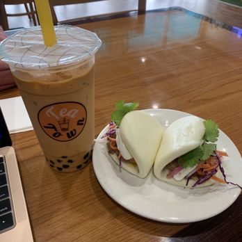 Tea Town MGM - Bao bun with red Thai milk tea - Bubble Tea Near Me - Montgomery, Alabama