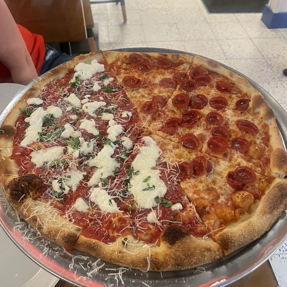 Peter’s Pizzeria - Half pepperoni extra sauce Half burrata - Pizza Near Me - Pompano Beach, Florida Peter’s Pizzeria - Half pepperoni extra sauce Half burrata - Pizza Near Me - Pompano Beach, Florida